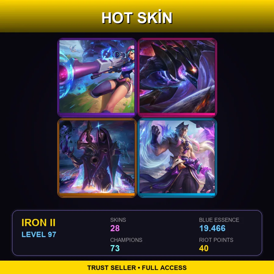 TR | Lv97 | Iron II | 28 Skin | 73 Champ — LoL account