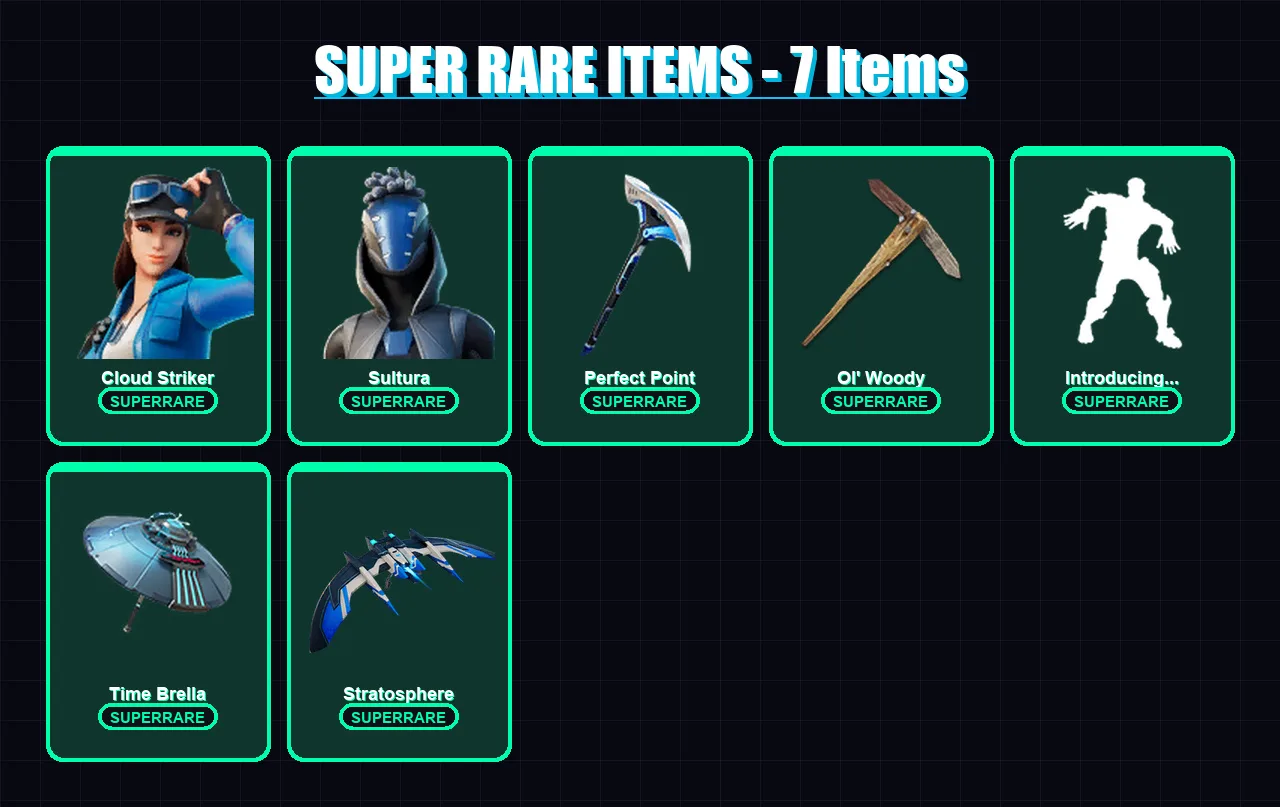 [PS4/PS5/XBOX/PC] | Cloud Striker | Sultura | Raz | Deadpool | Kado Thorne | 158 skin | 237 pickaxe | 131 emote | 164 glider | Lv2811