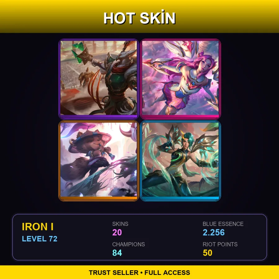 EUW | Lv72 | Iron I | 20 Skin | 84 Champ