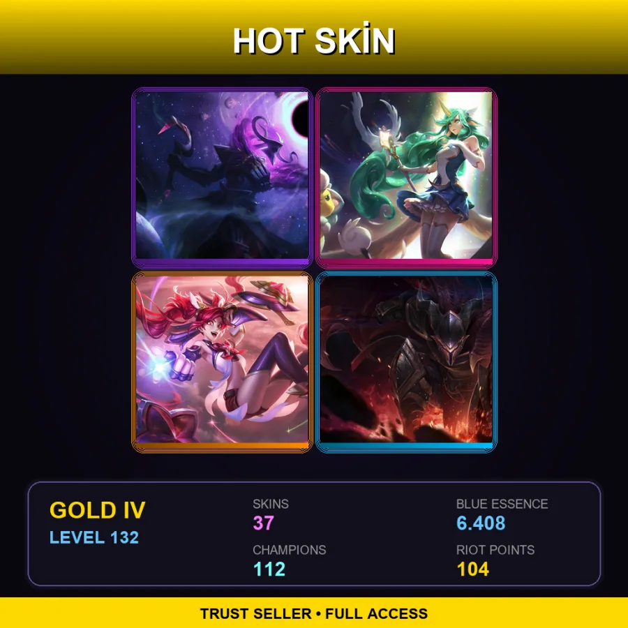 BR | Dark Star Thresh | Star Guardian Soraka | Star Guardian Jinx | Dragonslayer Pantheon | 37 Skin | 112 Champ | Gold IV | Lv132