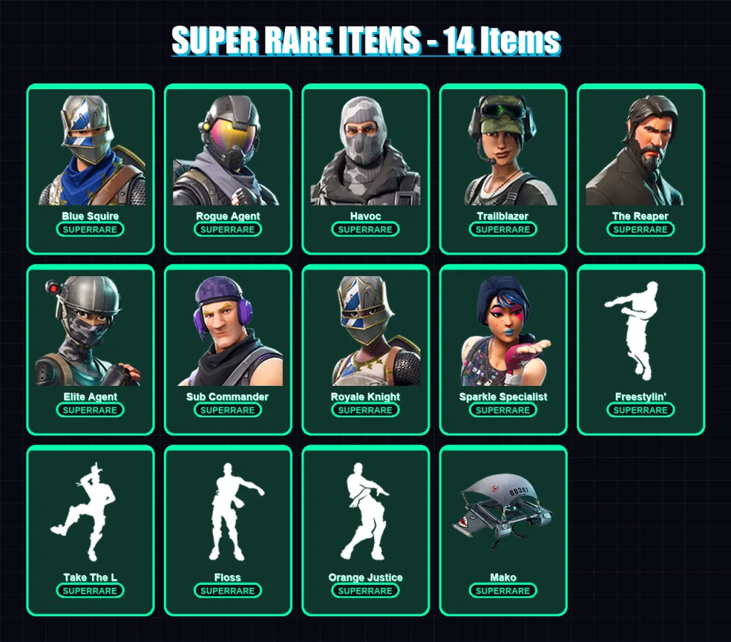 [PC/XBOX] | Blue Squire | Rogue Agent | Havoc | Trailblazer | The Reaper | 29 skin | 19 pickaxe | 33 emote | 29 glider | Lv433