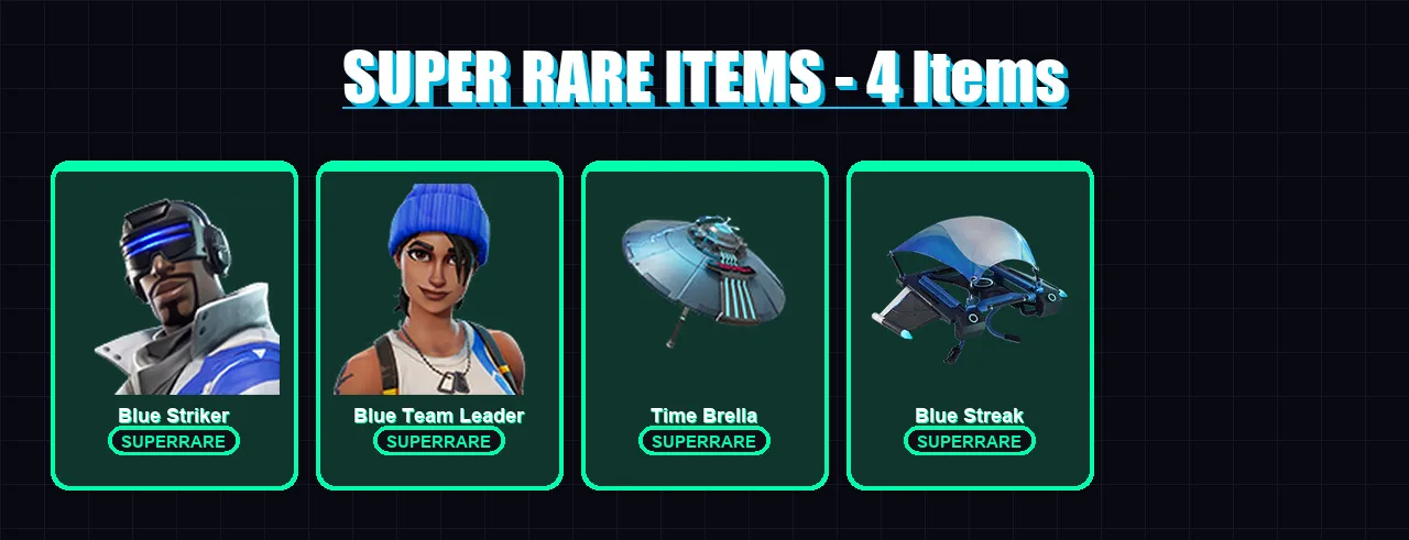 [PC] | Blue Striker | Blue Team Leader | Renzo the Destroyer | Kymera | Marty McFly | 11 skin | 35 pickaxe | 21 emote | 35 glider | Lv426