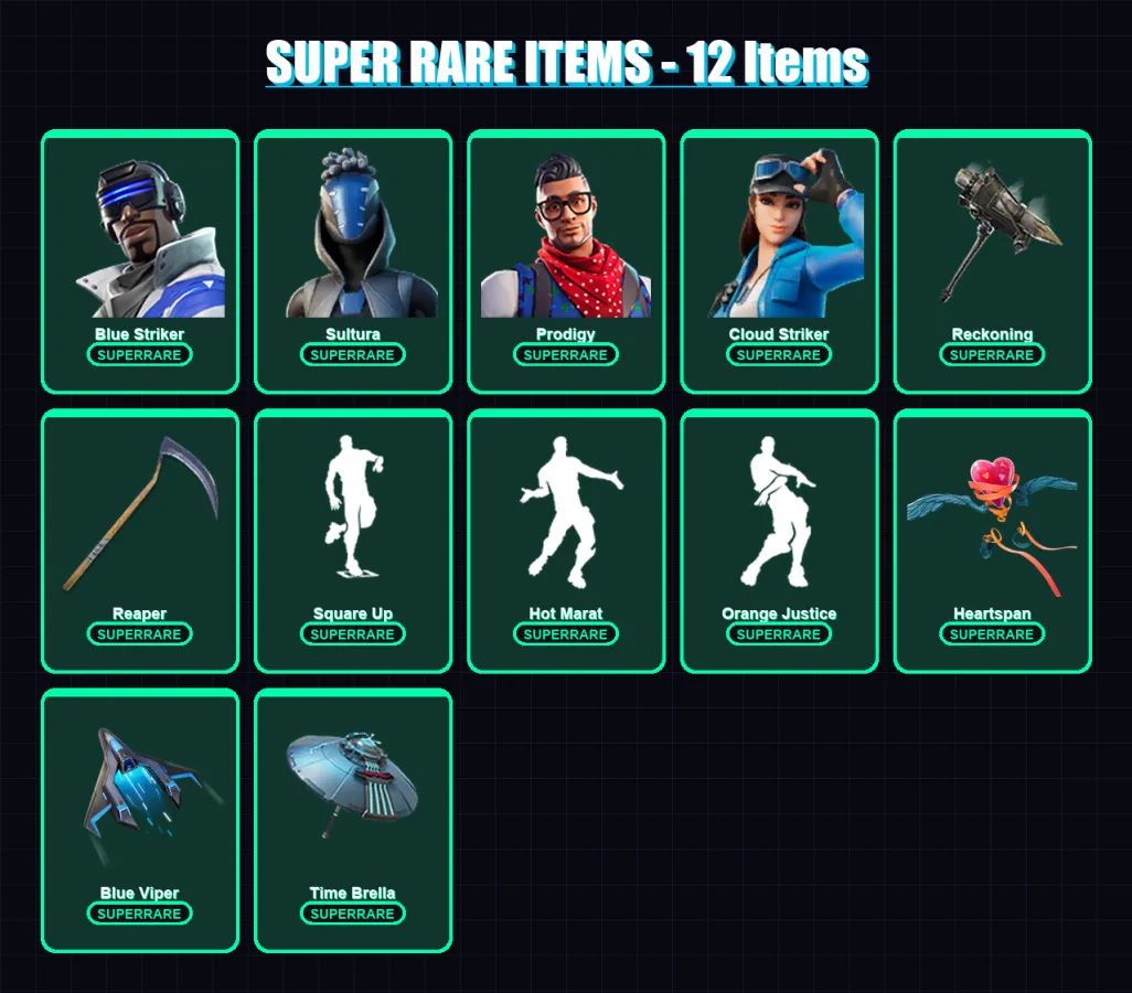 [PS4/PS5/XBOX/PC] | Blue Striker | Sultura | Prodigy | Cloud Striker | Hybrid | 106 skin | 114 pickaxe | 115 emote | 119 glider | Lv2024