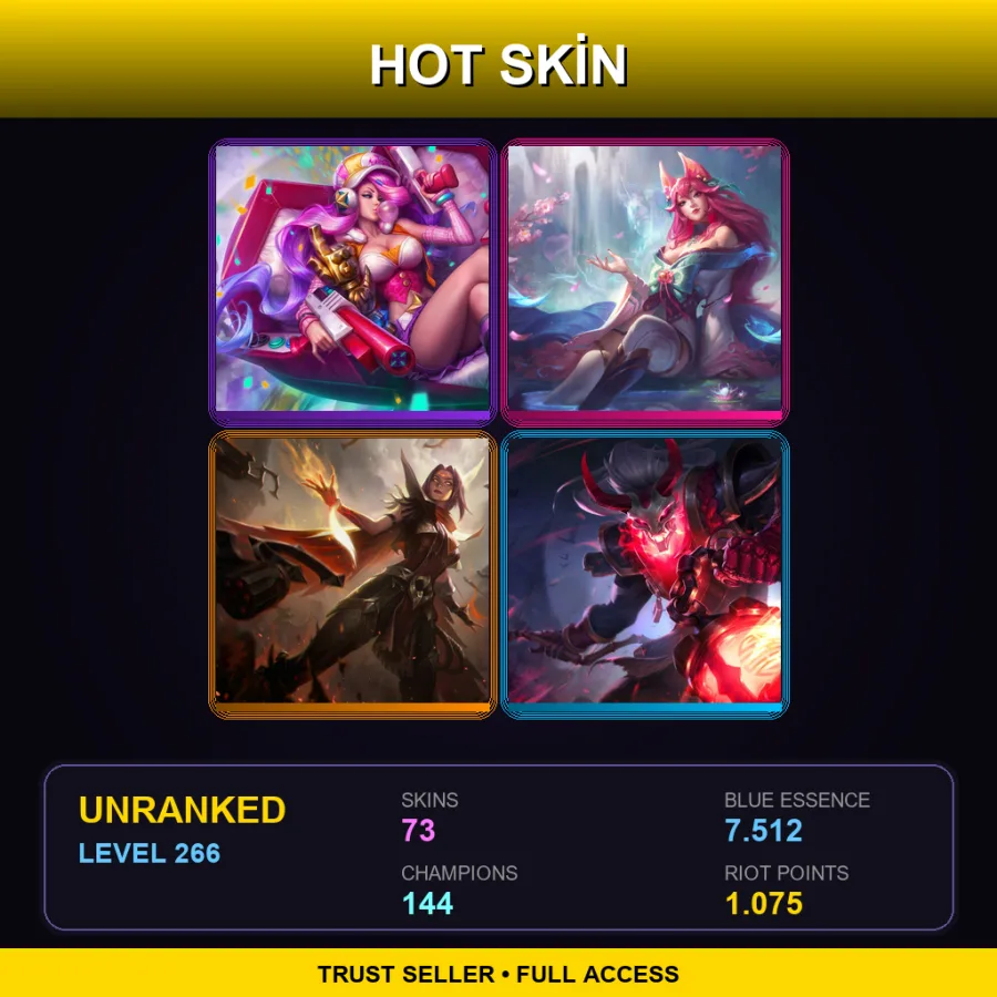 LAS | Lv266 | Unranked | 73 Skin | 144 Champ — LoL account