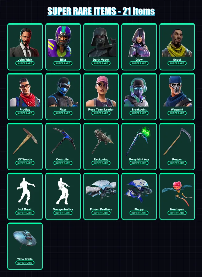 [PS4/PS5/XBOX/PC] | John Wick | Blitz | Darth Vader | Glow | Scout | 379 skin | 305 pickaxe | 293 emote | 268 glider | Lv3611