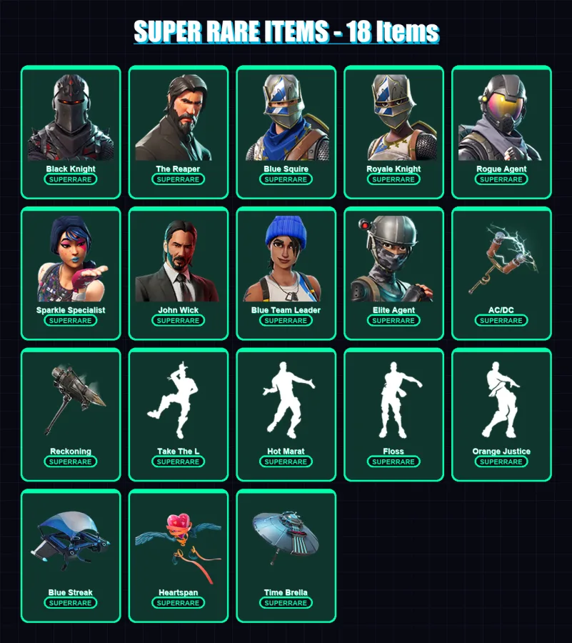 [PS4/PS5/XBOX/PC] | Black Knight | The Reaper | Blue Squire | Royale Knight | Rogue Agent | 70 skin | 46 pickaxe | 73 emote | 61 glider | Lv1066