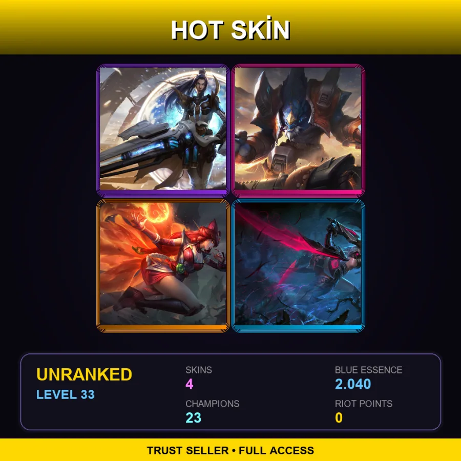 LAS | Lv33 | Unranked | 4 Skin | 23 Champ — LoL account