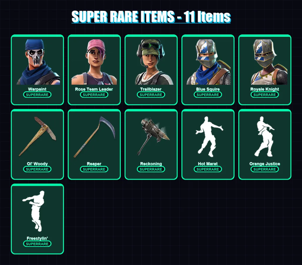 [PC/XBOX/PSN] | Warpaint | Rose Team Leader | Trailblazer | Blue Squire | Royale Knight | 108 skin | 121 pickaxe | 74 emote | 80 glider | Lv1084 — Fortnite account