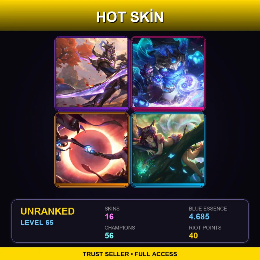 EUNE | Lv65 | Unranked | 16 Skin | 56 Champ