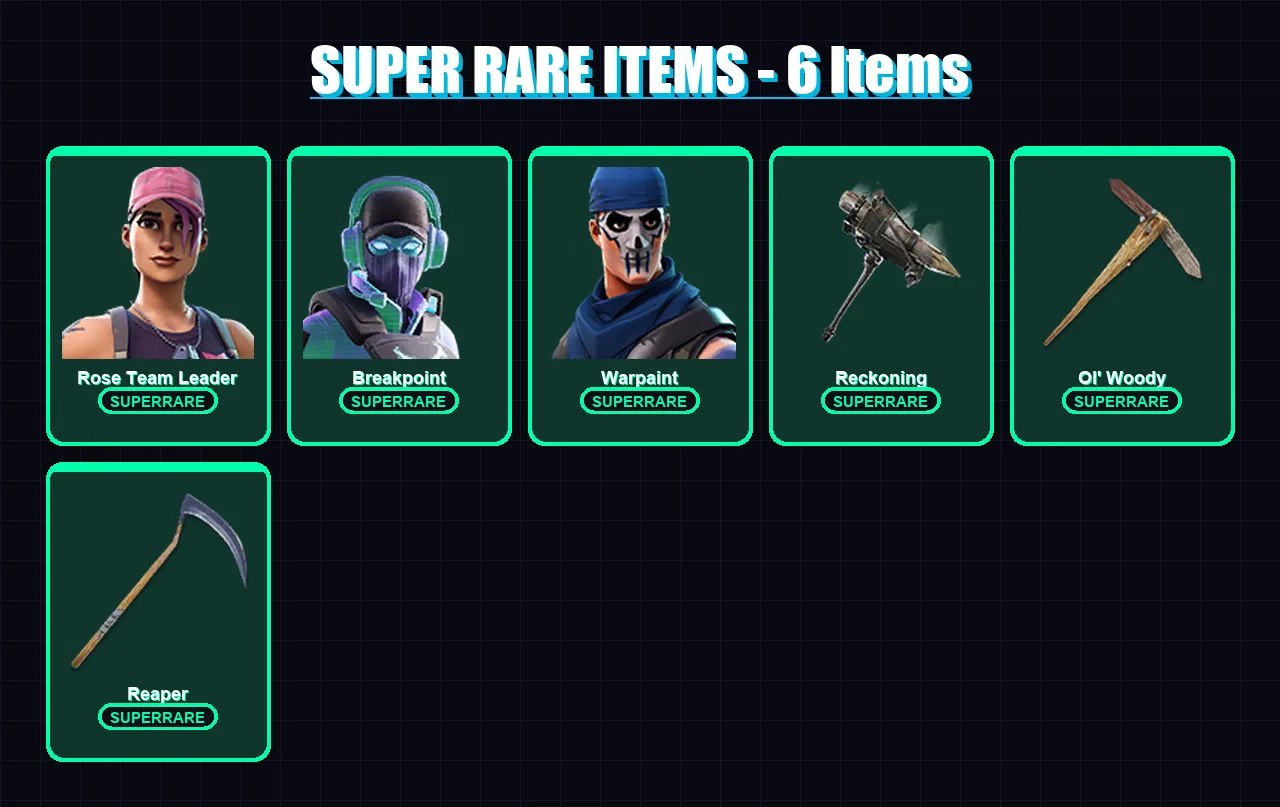 [PC/XBOX/PSN] | Rose Team Leader | Breakpoint | Warpaint | Lynx | Blackheart | 127 skin | 114 pickaxe | 127 emote | 102 glider | Lv1186