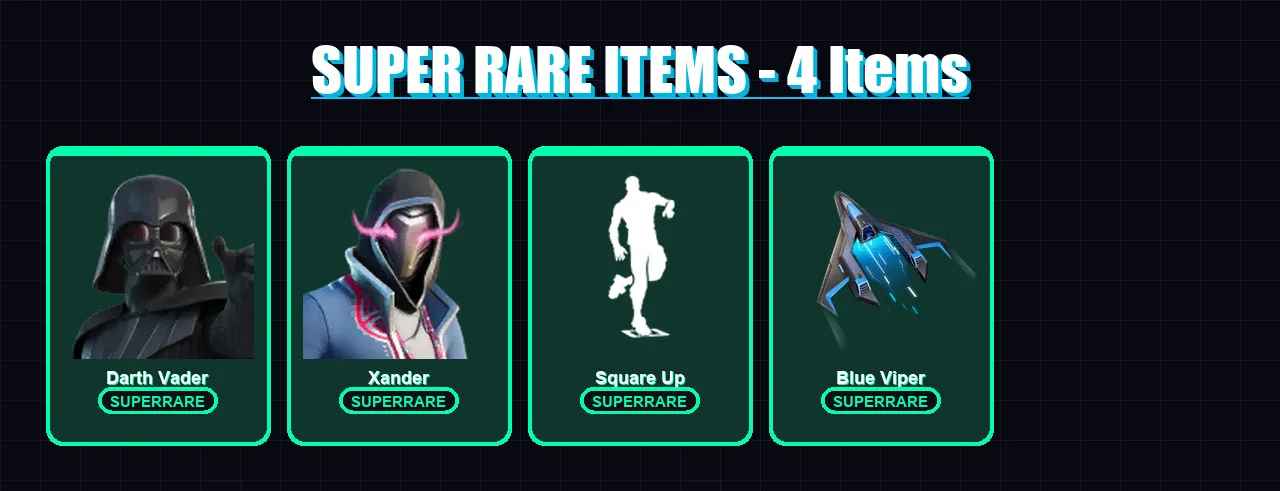 [PC/XBOX] | Darth Vader | Xander | Raz | Backlash | Malik | 63 skin | 112 pickaxe | 86 emote | 90 glider | Lv1615