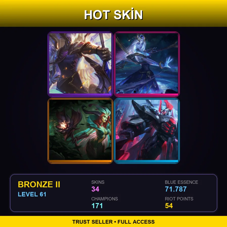 VN | Victorious Aatrox | Cosmic Lux | Elderwood LeBlanc | PROJECT: Mordekaiser | 34 Skin | 171 Champ | Bronze II | Lv61