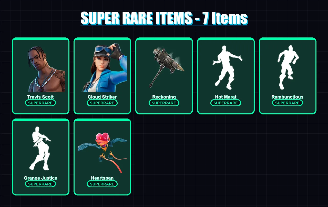 [PS4/PS5/XBOX/PC] | Travis Scott | Cloud Striker | Snap | Deadpool | Dire | 140 skin | 138 pickaxe | 124 emote | 142 glider | Lv2334