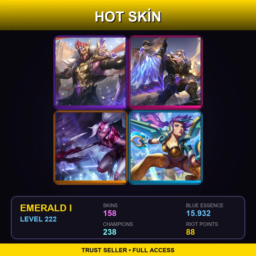 TR | Lv222 | Emerald I | 158 Skin | 238 Champ