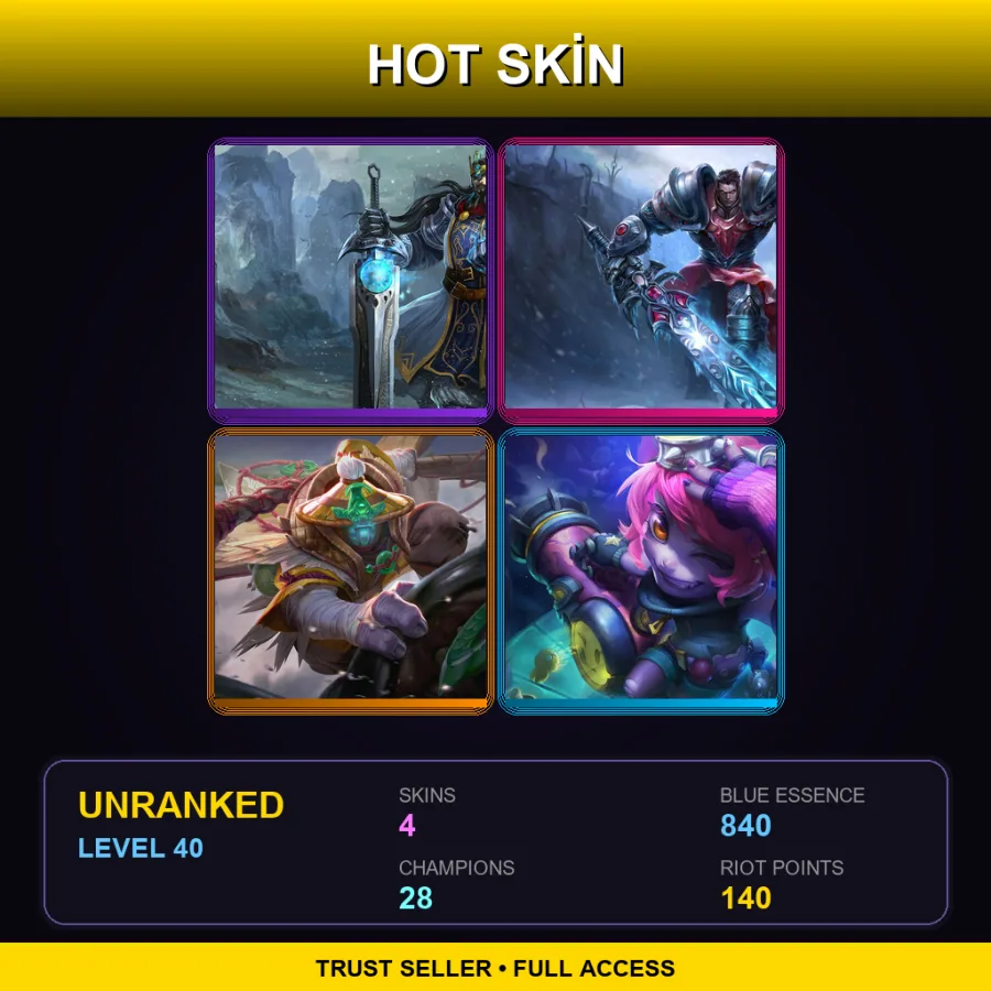 NA | Lv40 | Unranked | 4 Skin | 28 Champ