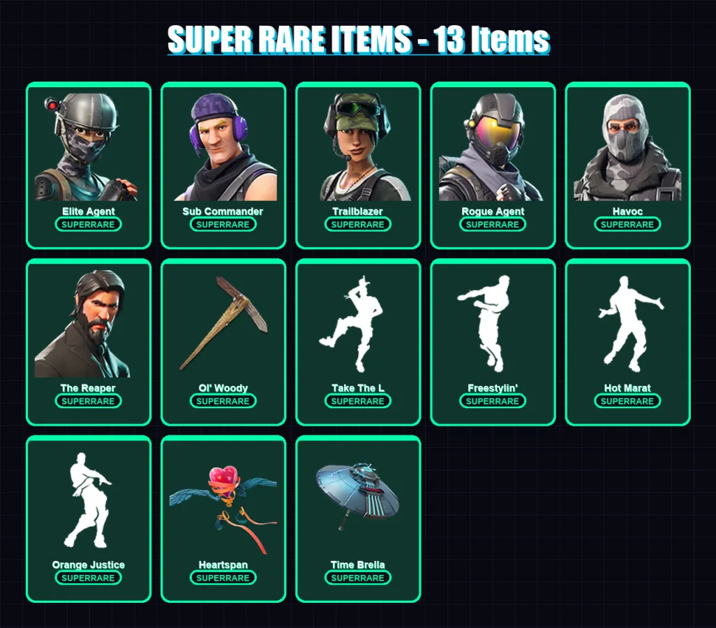 [PS4/PS5/XBOX/PC] | Elite Agent | Sub Commander | Trailblazer | Rogue Agent | Havoc | 50 skin | 73 pickaxe | 68 emote | 69 glider | Lv1100 — Fortnite account