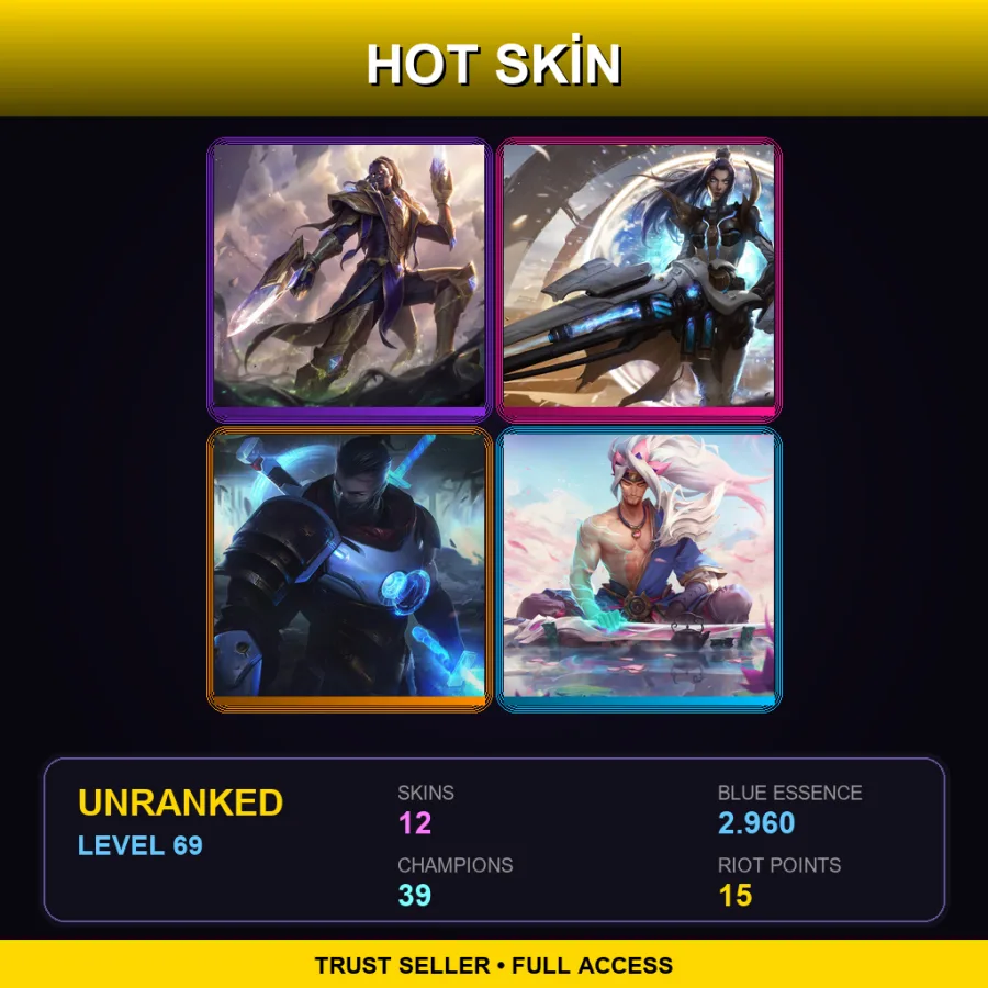 EUW | Lv69 | Unranked | 12 Skin | 39 Champ