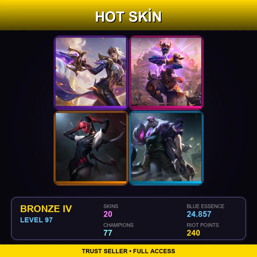 TR | Lv97 | Bronze IV | 20 Skin | 77 Champ