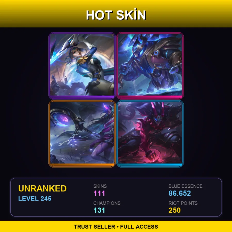 EUW | Lv245 | Unranked | 111 Skin | 131 Champ