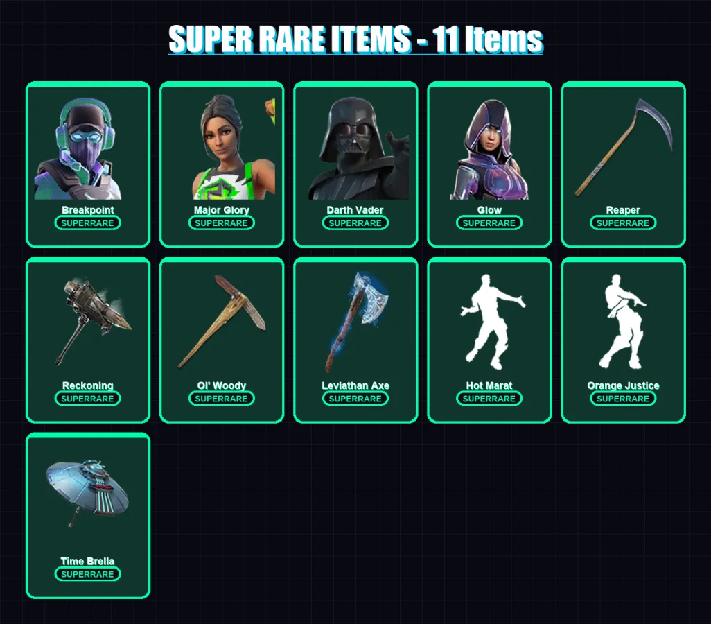 [PC/PSN] | Breakpoint | Major Glory | Darth Vader | Glow | Gear Specialist Maya | 257 skin | 323 pickaxe | 215 emote | 234 glider | Lv4543