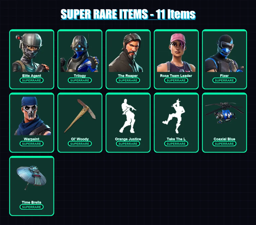 [PC/XBOX] | Elite Agent | Trilogy | The Reaper | Rose Team Leader | Fixer | 115 skin | 131 pickaxe | 126 emote | 122 glider | Lv2417