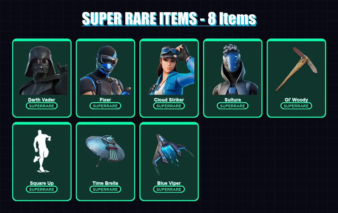 [PC/XBOX] | Darth Vader | Fixer | Cloud Striker | Sultura | Spectra Knight | 99 skin | 145 pickaxe | 105 emote | 125 glider | Lv1931