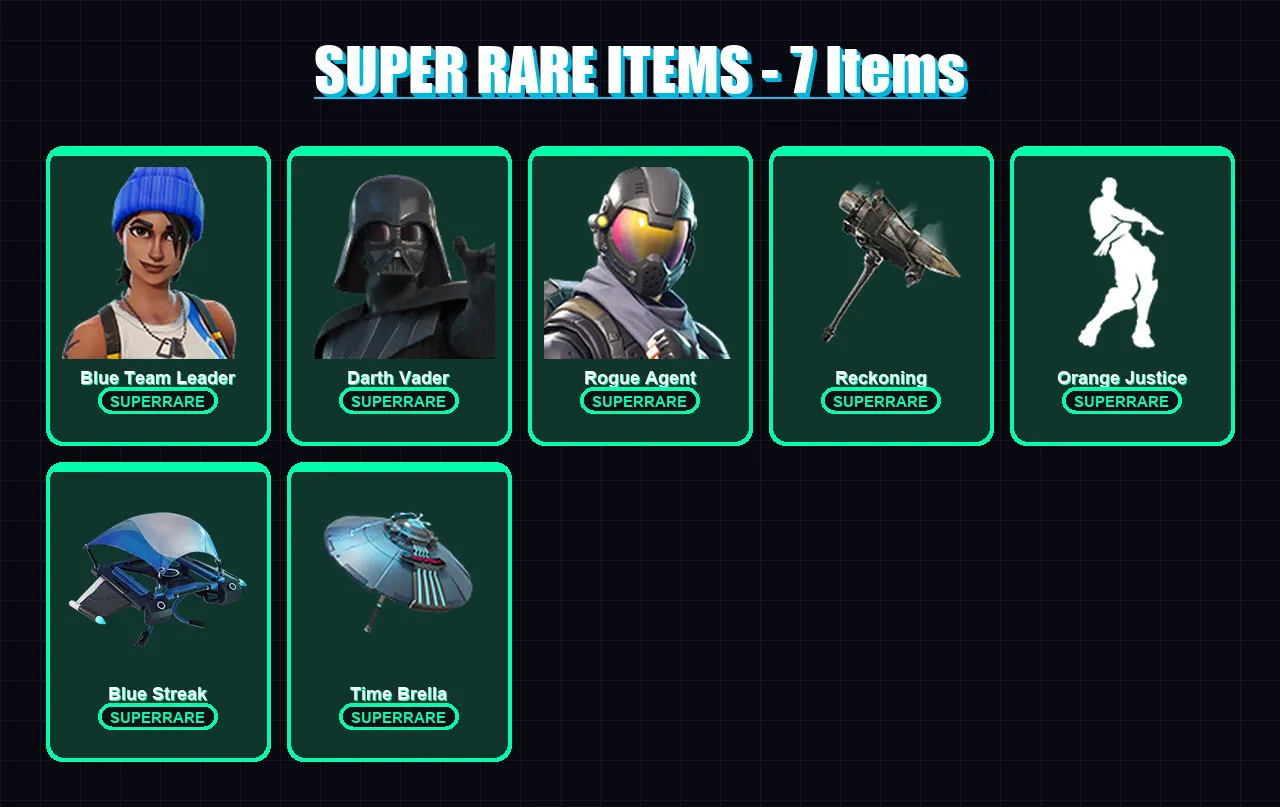 [PS4/PS5/XBOX/PC] | Blue Team Leader | Darth Vader | Rogue Agent | Dire | Malik | 253 skin | 281 pickaxe | 227 emote | 238 glider | Lv3796 — Fortnite account