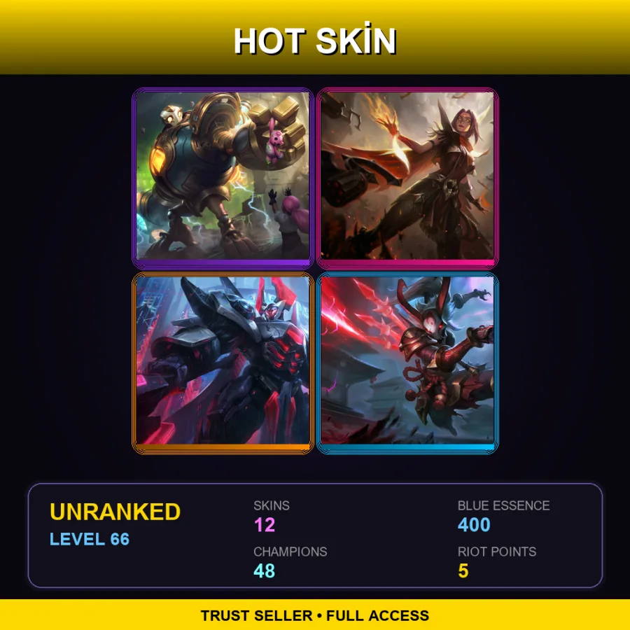 BR | Lv66 | Unranked | 12 Skin | 48 Champ — LoL account