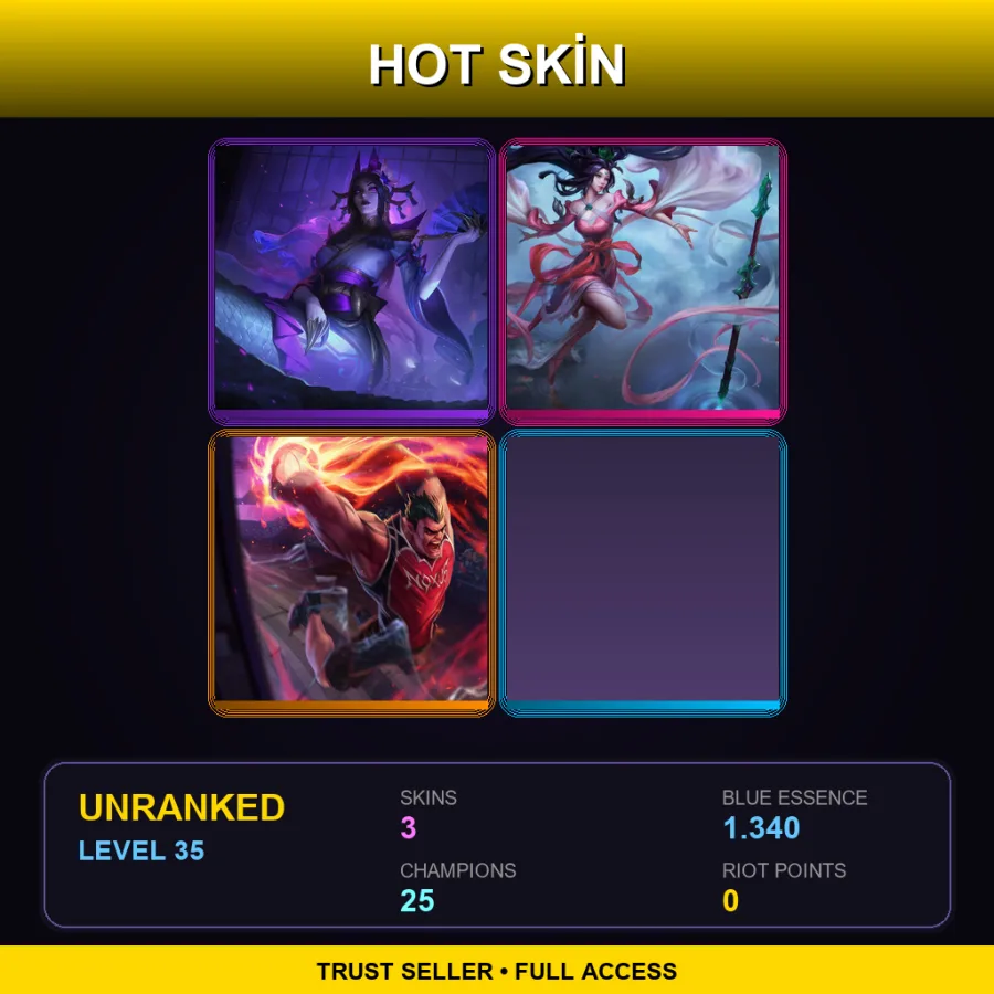 EUNE | Lv35 | Unranked | 3 Skin | 25 Champ — LoL account