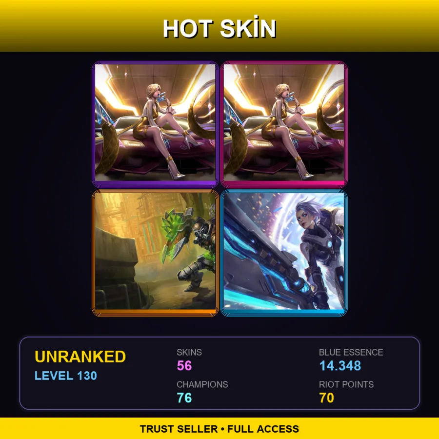 EUNE | Lv130 | Unranked | 56 Skin | 76 Champ