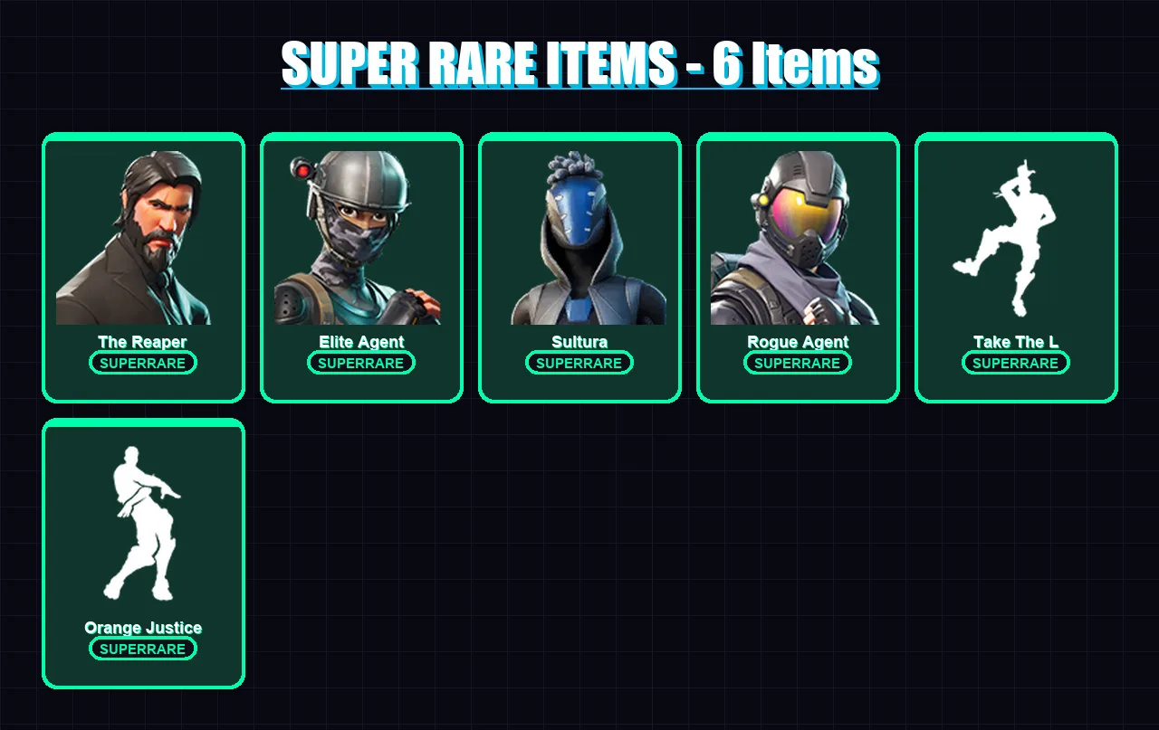[PS4/PS5/XBOX/PC] | The Reaper | Elite Agent | Sultura | Rogue Agent | Drift | 18 skin | 18 pickaxe | 30 emote | 23 glider | Lv404