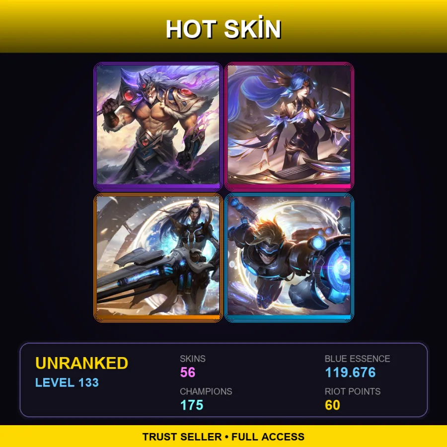 VN | Lv133 | Unranked | 56 Skin | 175 Champ — Debonair Draven