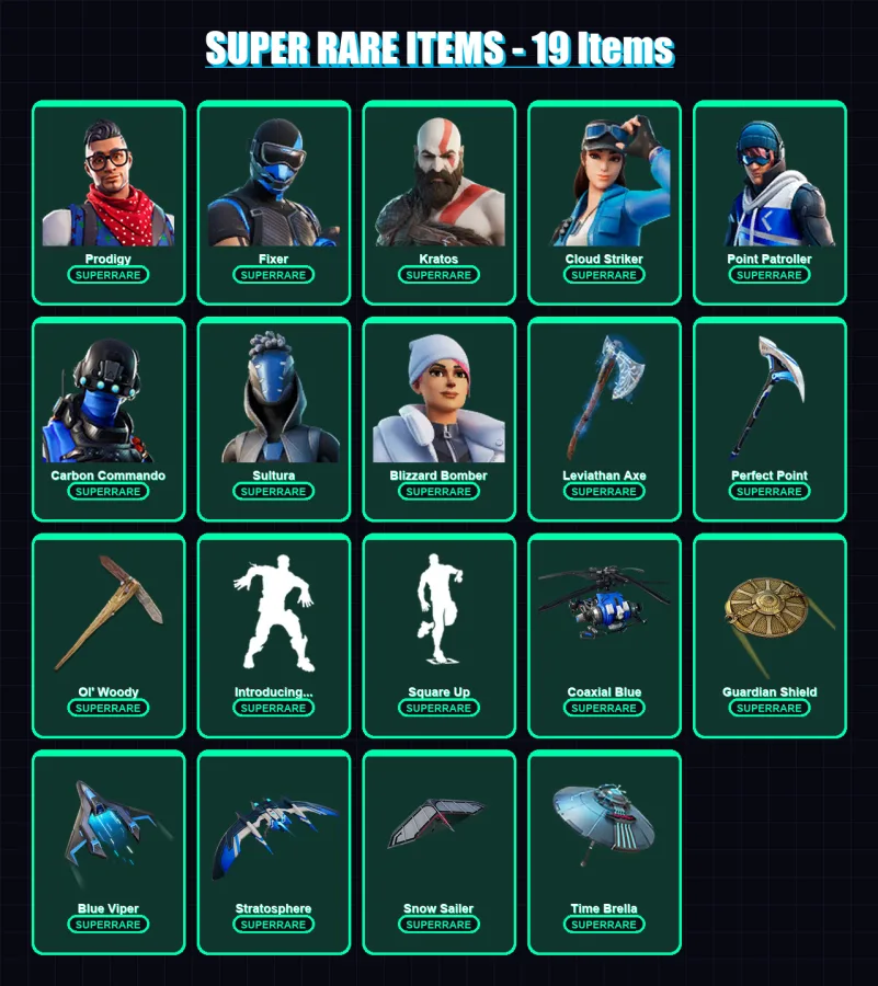 [PS4/PS5/PC] | Prodigy | Fixer | Kratos | Cloud Striker | Point Patroller | 176 skin | 231 pickaxe | 164 emote | 169 glider | Lv2096 — Fortnite account