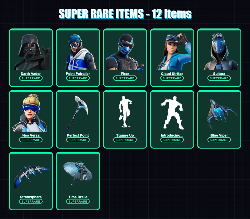 [SWITCH/XBOX/PC] | Darth Vader | Point Patroller | Fixer | Cloud Striker | Sultura | 142 skin | 128 pickaxe | 93 emote | 119 glider | Lv1390