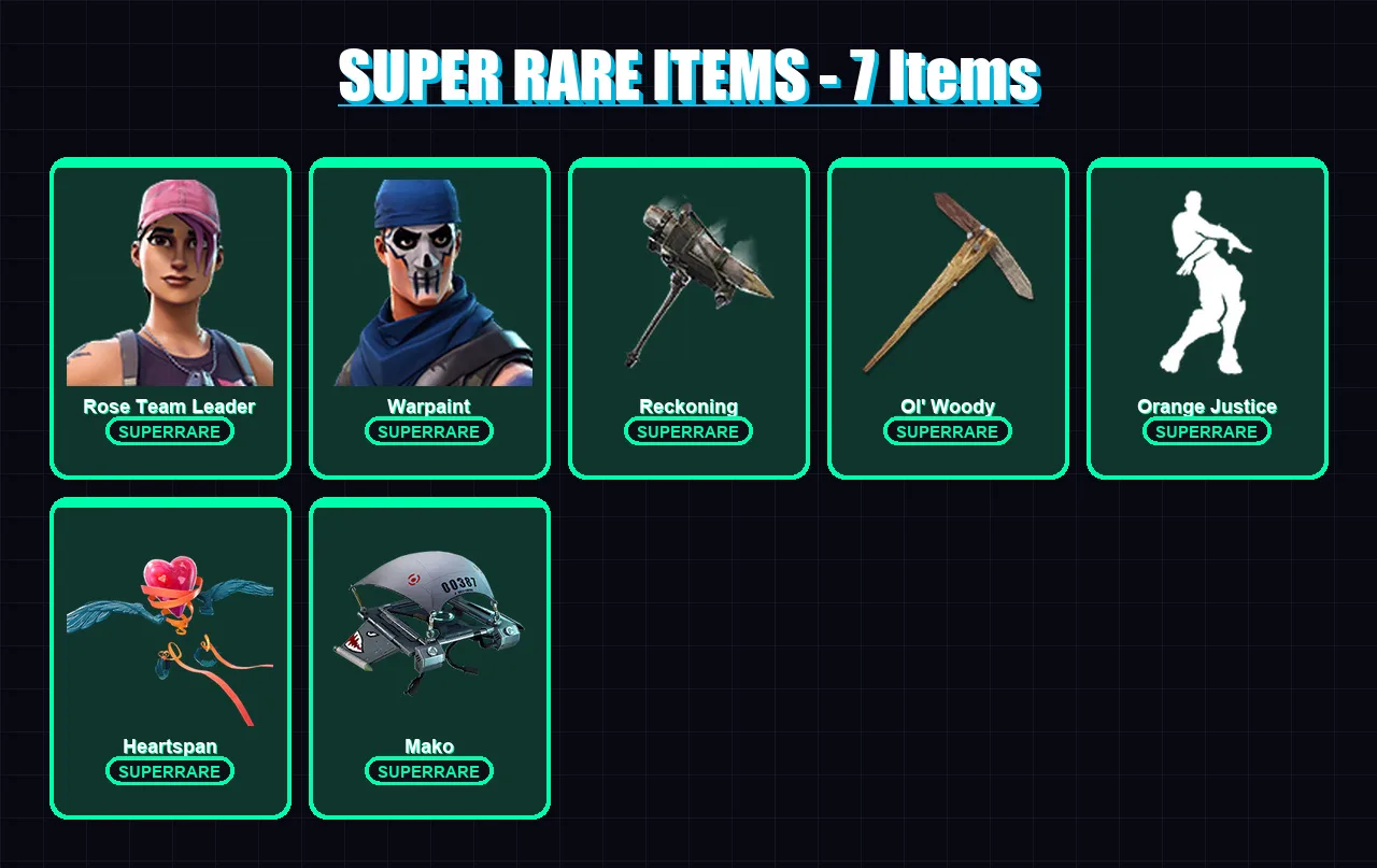[PC/XBOX/PSN] | Rose Team Leader | Warpaint | Hybrid | Catalyst | Valor | 29 skin | 50 pickaxe | 35 emote | 49 glider | Lv670