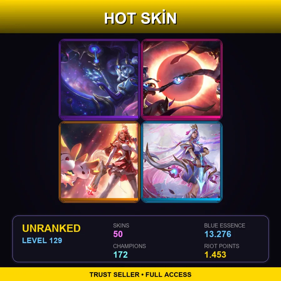 TR | Lv129 | Unranked | 50 Skin | 172 Champ