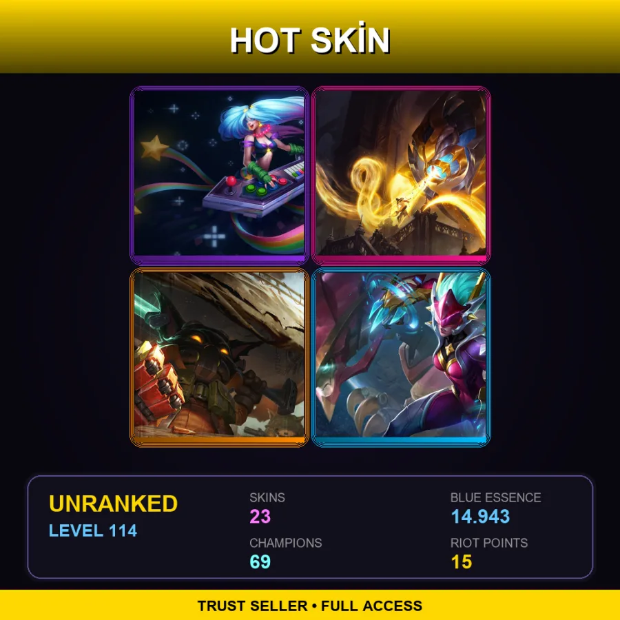 EUNE | Lv114 | Unranked | 23 Skin | 69 Champ — LoL account