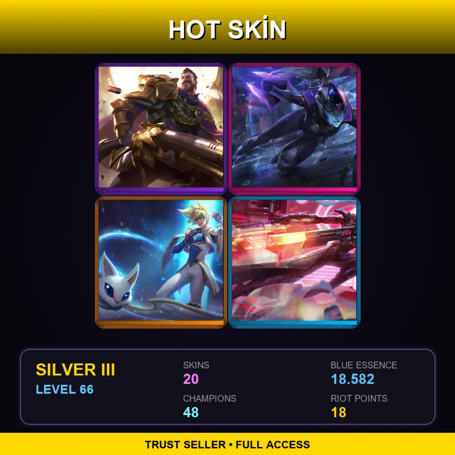 EUW | Lv66 | Silver III | 20 Skin | 48 Champ
