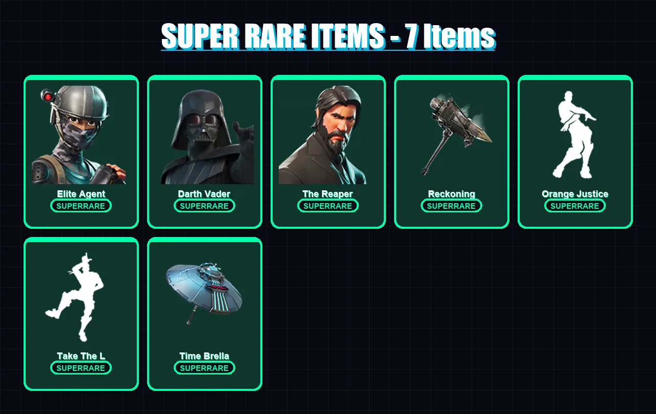 [PC/XBOX/PSN] | Elite Agent | Darth Vader | The Reaper | Drift | Sky Stalker | 113 skin | 192 pickaxe | 140 emote | 150 glider | Lv4685
