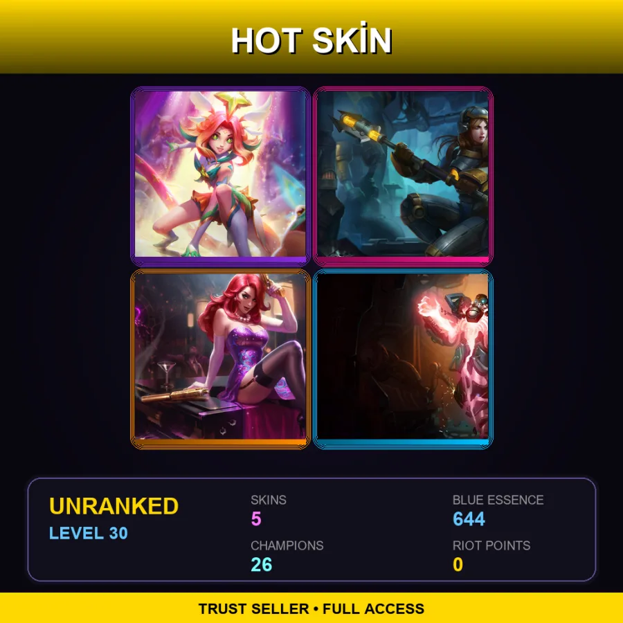 EUNE | Lv30 | Unranked | 5 Skin | 26 Champ — LoL account