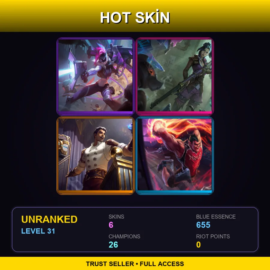NA | Lv31 | Unranked | 6 Skin | 26 Champ
