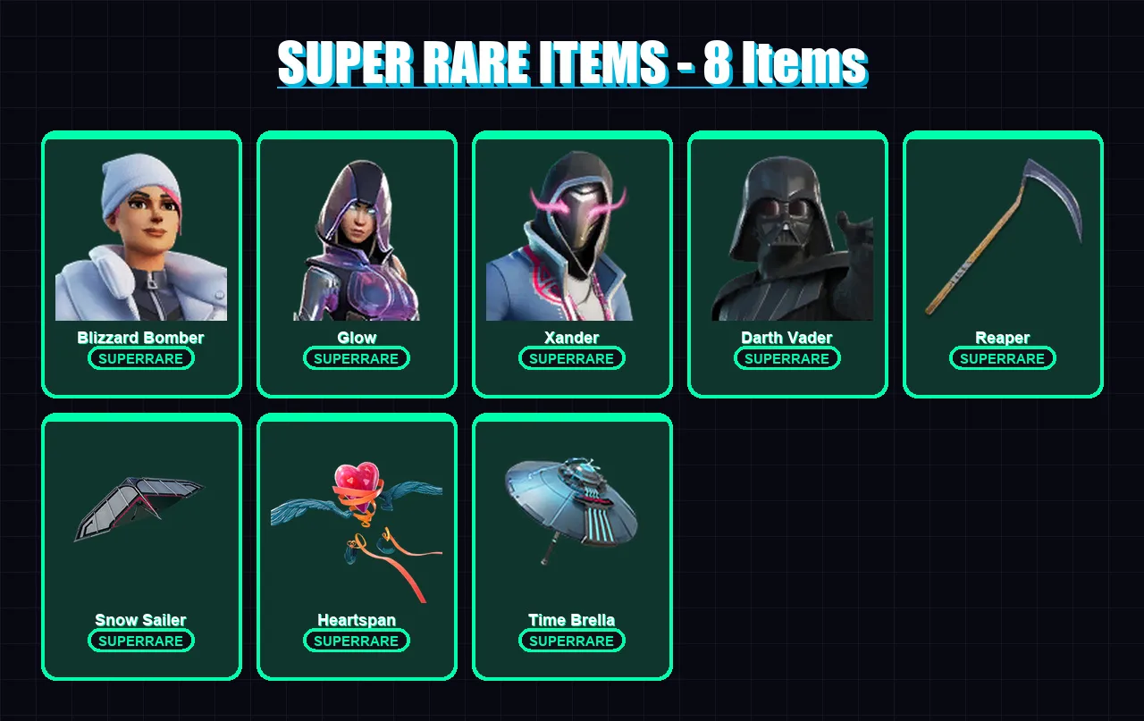 [PC] | Blizzard Bomber | Glow | Xander | Darth Vader | Twyn | 106 skin | 143 pickaxe | 99 emote | 121 glider | Lv1722