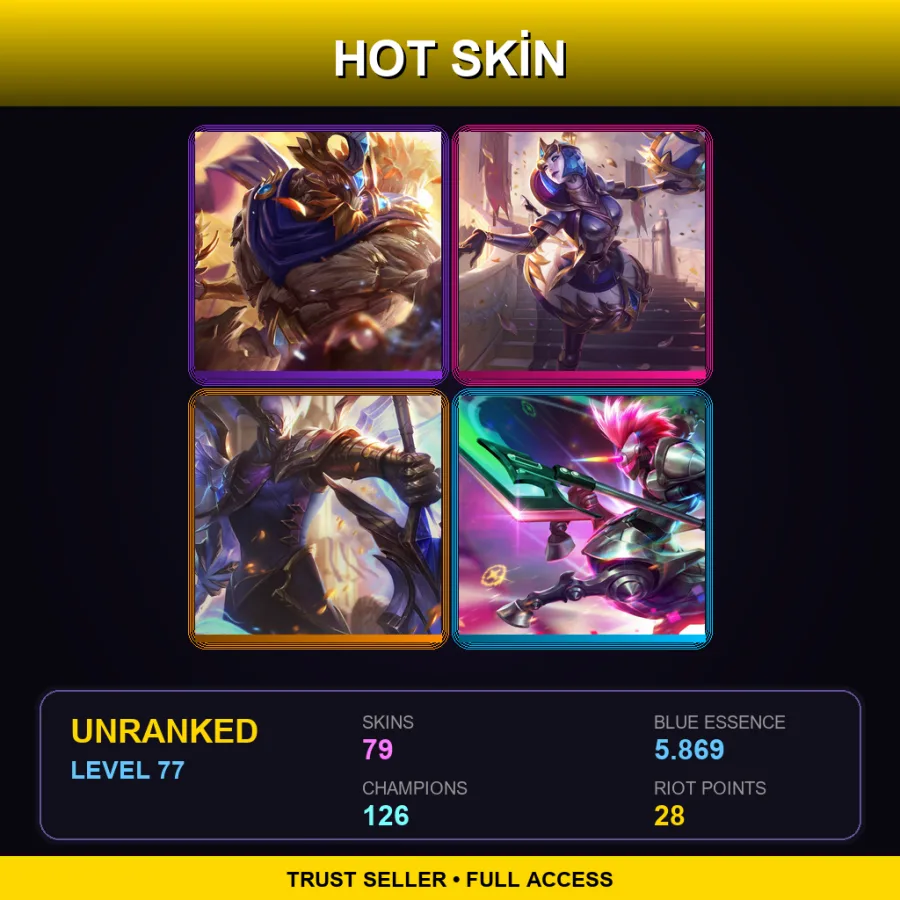 VN | Lv77 | Unranked | 79 Skin | 126 Champ — Eternal Sword Yi
