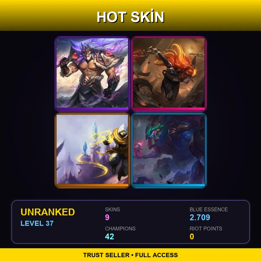 EUW | Lv37 | Unranked | 9 Skin | 42 Champ with Amumu
