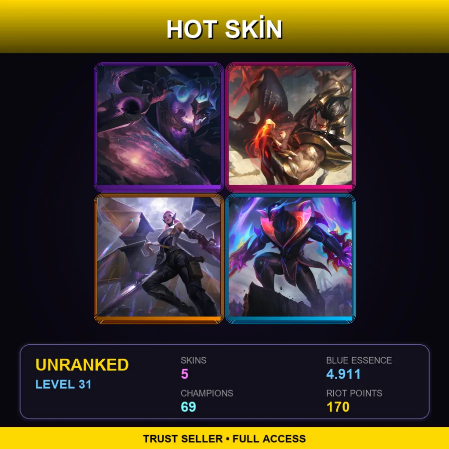 VN | Lv31 | Unranked | 5 Skin | 69 Champ