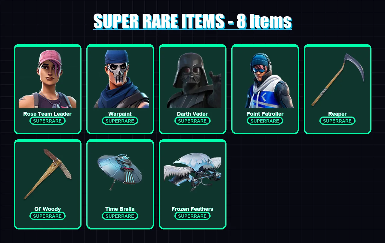 [PS4/PS5/XBOX/PC] | Rose Team Leader | Warpaint | Darth Vader | Point Patroller | Backlash | 207 skin | 275 pickaxe | 206 emote | 210 glider | Lv307