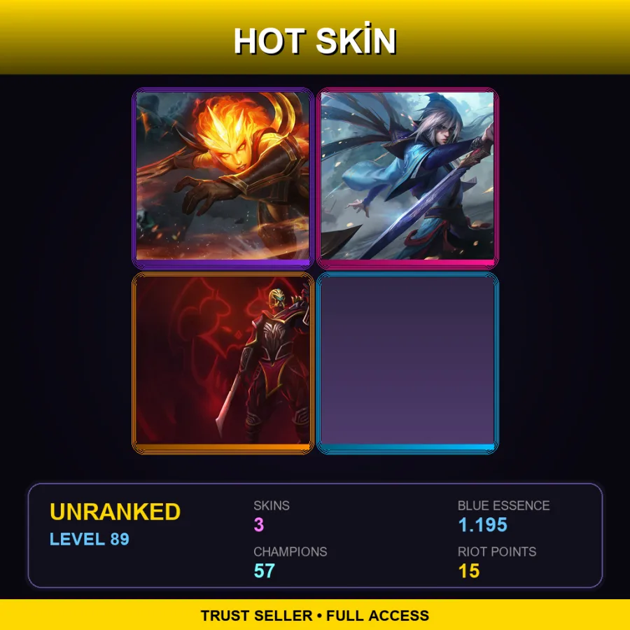EUW | Lv89 | Unranked | 3 Skin | 57 Champ with Shyvana