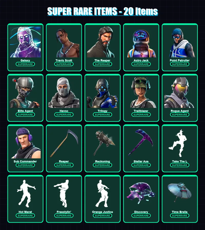 [PC/XBOX/PSN] | Galaxy | Travis Scott | The Reaper | Astro Jack | Point Patroller | 164 skin | 129 pickaxe | 140 emote | 105 glider | Lv1195 — Fortnite account