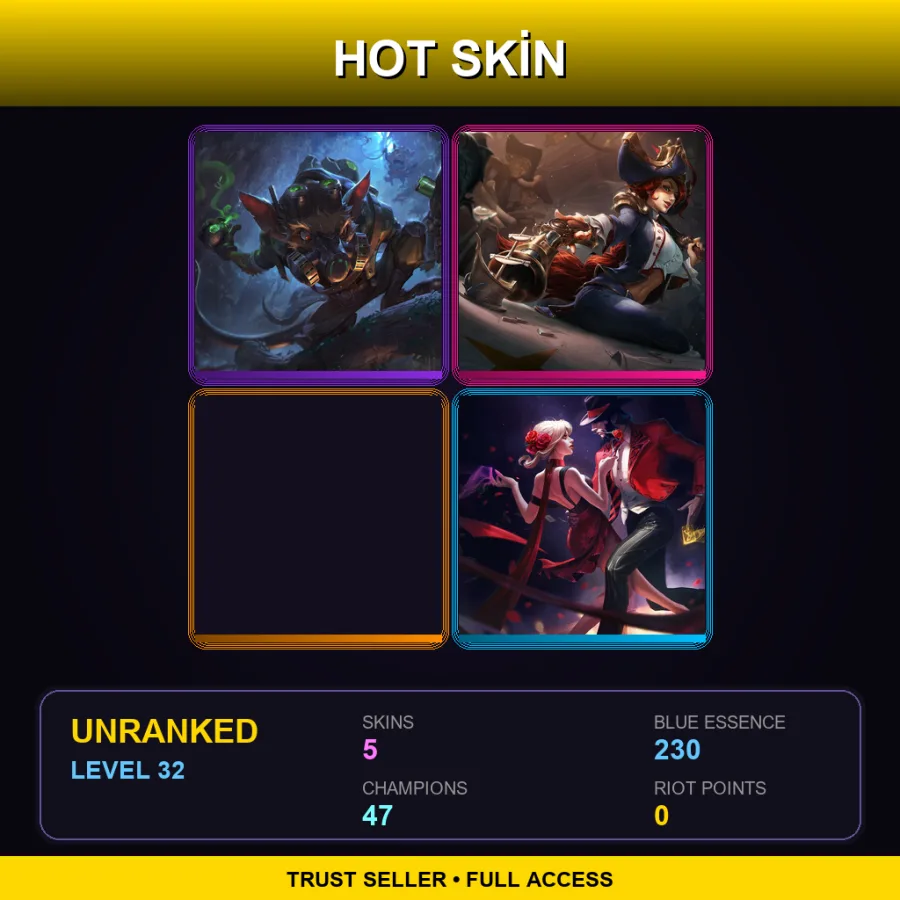 EUNE | Lv32 | Unranked | 5 Skin | 47 Champ — LoL account