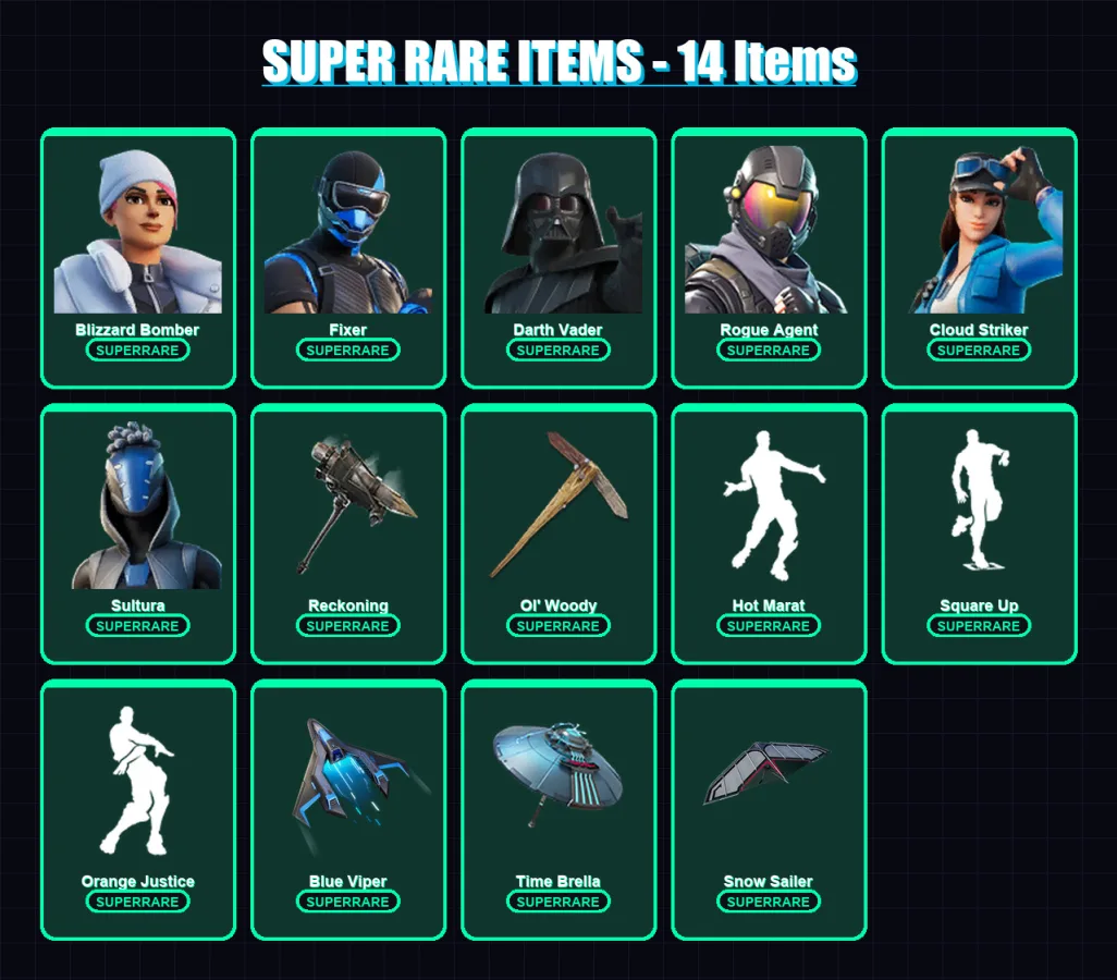 [PS4/PS5/PC] | Blizzard Bomber | Fixer | Darth Vader | Rogue Agent | Cloud Striker | 162 skin | 187 pickaxe | 179 emote | 153 glider | Lv2233